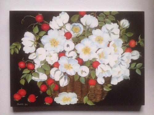Kunst postkarte heckenrose - 1,