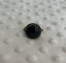 Ring / Exoal / Echter Stein / Schwarz / Goldfarben / Grössenverstellbar 