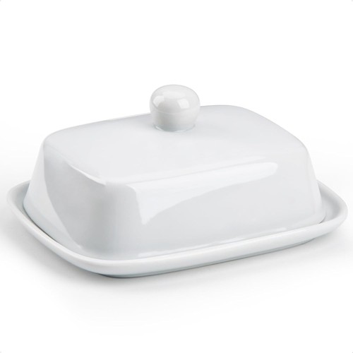 Weiße butterdose mit - butterdose,