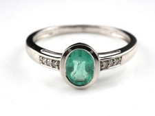 GJ69 * HARRY IVENS IV RING (21) SMARAGD KOLUMB & 6x DIAMANT,  0,78ct 950er PLATI