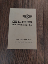 Original Preisliste Glas Automobile 1964 Goggomobil 1300 GT Isar Kombi usw.