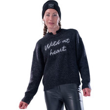 PS of Sweden Dark Grey melange S Pullover Damen Quote Mohair Mix Sweater Holiday