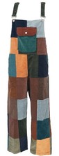 Cord-Latzhose, Boho Hose, Patchwork Jumpsuit, Overall - braun/bunt
