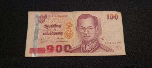 100 baht thailand banknote - 100,
