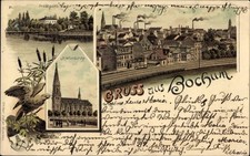 Litho Bochum im Ruhrgebiet, Marienkirche, Stadtansicht, Bahnhof,... - 3853930