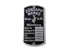 Zündapp Werke Typenschild Schild id plate