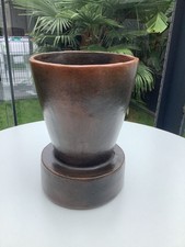 Windlicht - Sockel Laterne aus Steingut Handarbeit braun 285 mm Höhe Gefäß