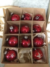 11 alte Glas Weihnachtskugeln rot Christbaumschmuck Schneedekor 5,5 cm 25/117