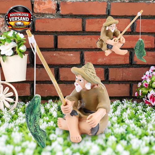 Miniatur gartenstatue angler - miniatur,