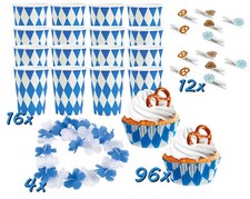 Großes Oktoberfest-Set (128-teilig) Dekoration Becher Muffinförmchen Deko Bayern