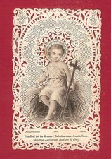 Andachtsbild Spitzenbild mit Jesuskind und Kreuz - Bouasse-Lebel 349