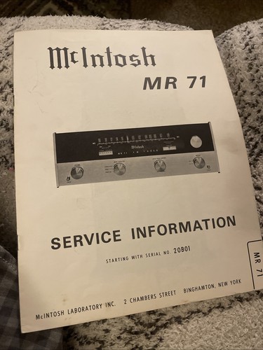 Mcintosh 20b01 service - mcintosh, mr-71