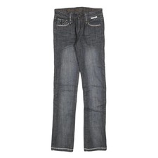 REBEL SPIRIT Damen Slim Blue Denim Jeans W26 L32 British Flag Stitching