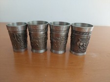 4 Zinnbecher Schnapsbecher