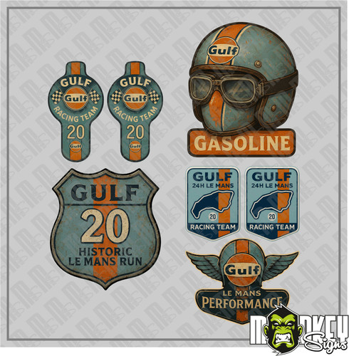 Gulf racing aufkleber - aufkleber, set