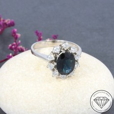 Wert 1500 € Brillant Saphir Ring 585 14 Karat Weiß Gold xxyy
