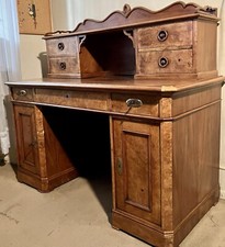 Antiker Schreibtisch mit Aufsatz Pedestal Desk mit viktorianischen Doppelsockel