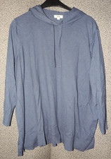 Damen Feinstrickpullover Blau Kapuze Gr. 52/54 C&A