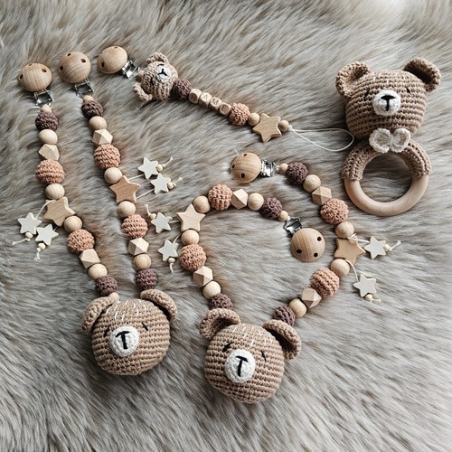 Schnullerkette set teddy - set,