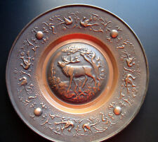 Wandteller Blech plastisches Jagdmotiv Hirsch