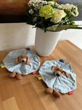 💕Schmusetuch Kuscheltuch Sigikid Hund 40258 Fingerpuppe blau rund 💕 2 als SET