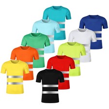 DE iEFiEL Herren Damen Warnschutz Atmungsaktiv Arbeits-Shirt mit Reflexstreifen 