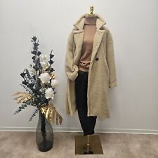 Italy Mantel Lang Exklusiv Winterjacke Teddy Plüsch mit Leo Futter 38-46 Beige