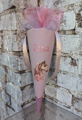 Schultüte pferd rosa pastell - schultüte,
