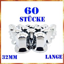 60x SW 32mm LANGE Radmutterkappen Chrom LKW Abdeckung Radmutterabdeckung