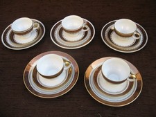 6 Sammeltassen 3 teilig  Gedecke Tasse Untertasse Kuchenteller Goldrand