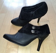 Hingucker schwarze Hochfront Pumps 38 High Heels GRACELAND 9 cm Kunstpelz