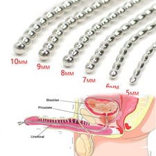 5-10mm Edelstahl Harnröhren Dilator Dilatator Penisplug Perlen Fest Männer Rod
