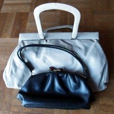 Zwei Vintage Damenhandtaschen aus dem Art Déco beige und schwarz