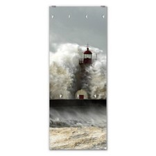 banjado Wandgarderobe Echtglas 50x125cm Garderobe mit 7 Haken In Der Brandung