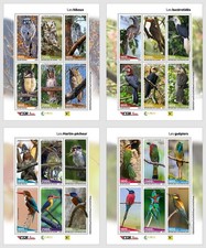 GUINEA+BISSAU+ZENTRALAFRIKA 2024 MNH Eulen Nashornvögel Eisvögel Bienenfresser #