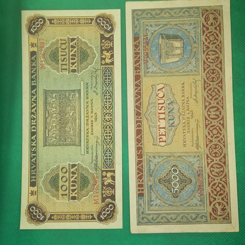 3xcroatian ndh banknote wwii - 3xcroatian,