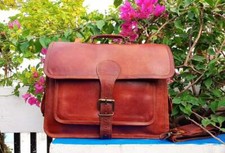 Herren Vintage braun Ziegenleder Kuriertasche Schulter Laptop Aktentasche Umh...