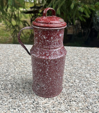 Antike nostalgische Milchkanne mit Deckel Emaille