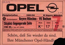 Ticket BL 92/93 FC BAYERN