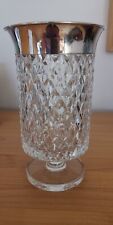 Vase aus Kristallglas mit breitem Silberrand und Punze
