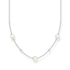 THOMAS SABO  Kette Perlen und weiße Steine 925 Silber KE2120-167-14 Länge 45 cm