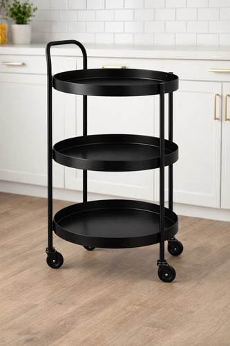 Etagen servierwagen schwarz - 3-etagen,