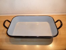 Alter Bräter Auflaufform Schmorpfanne Emaille  ca. 35x20 cm  Farbe Schwarz
