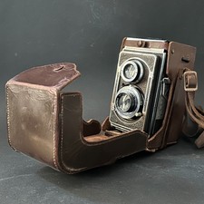 Vintage Kamera selten, Fotoapparat antik, Original Hülle, Großformat 6x6 Zeiss