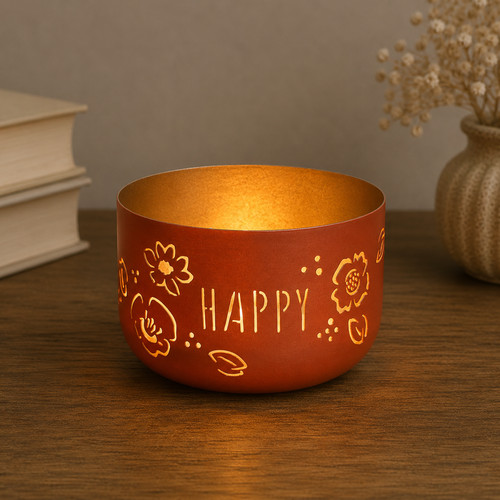 Teelichtleuchter happy mit - teelichtleuchter, "happy"