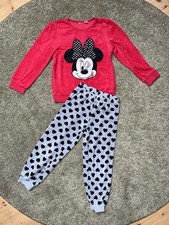 Schlafanzug Gr. 110 116 Mädchen H&M Disney Minnie Mouse Fleece Pyjama warm 