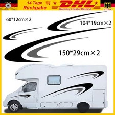 6X Schwarz＆Grau Auto Wohnmobil Anhänger Vinyl Streifen Grafiken Aufkleber Dekor