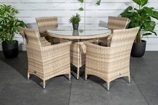 Lotus Geflecht Garten-Set, Glasplatte, Sitzkissen Hartman Gartenmöbel