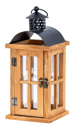 Laterne h29cm braun holz - laterne,