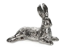 Hase Deko Figur silber Keramik